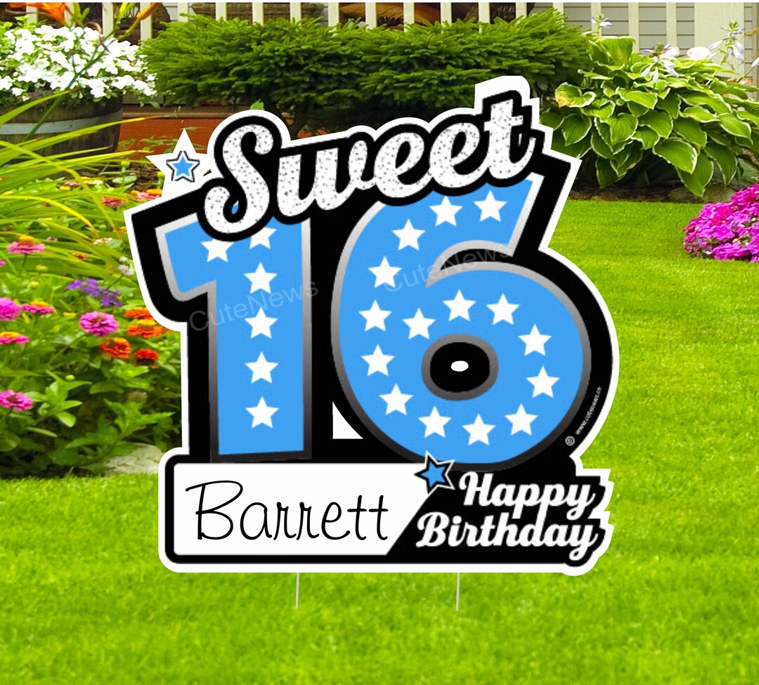 Sweet 16 Lawn Decoration, Happy 16th Birthday Yard Sign, Sixteen Banner