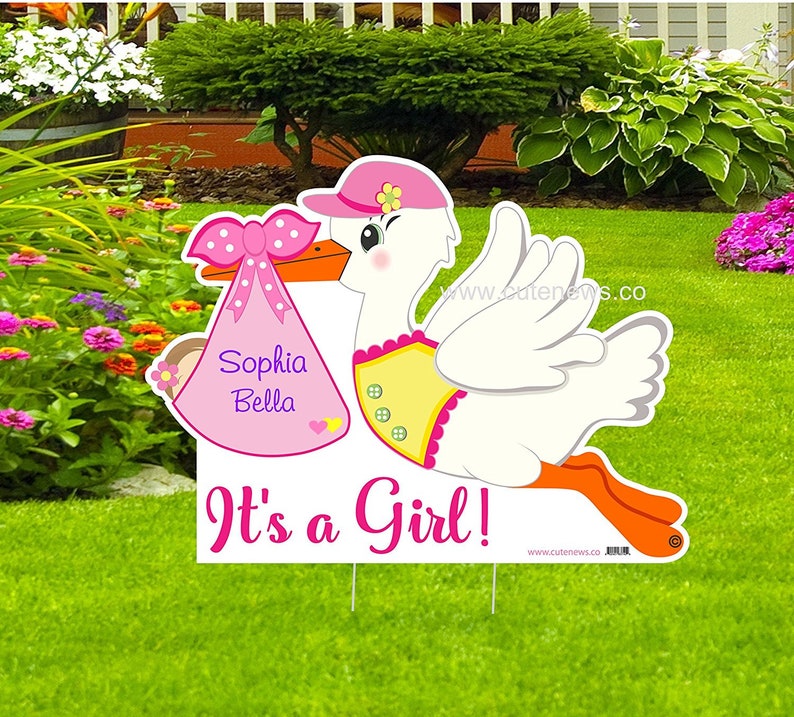 Stork Yard Sign Its a Girl Sign Home Baby Lawn Etsy
