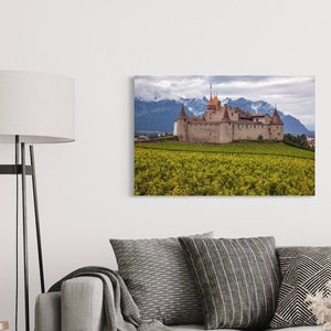 Aigle Castle (Horizontal) | Château d&#39;Aigle | Fine Art Photography | Wall Decor | Travel Art | Swiss Alps | Mountain Scenery | Vineyards