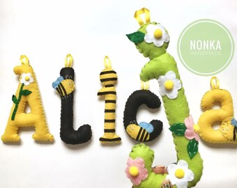 6 letters name, felt name, garland, felt garland, personalised garland