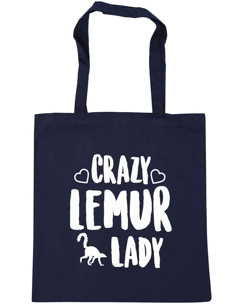 10 litres Crazy lemur lady Tote Shopping Gym Beach Bag 42cm x38cm