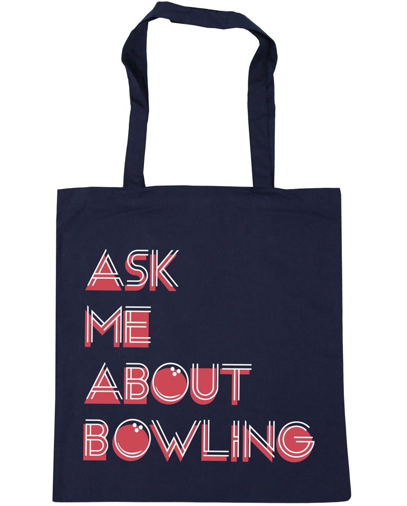 10 litres Ask Me About Bowling Ten Pin Bowling Tote Shopping Gym Beach Bag 42cm x38cm