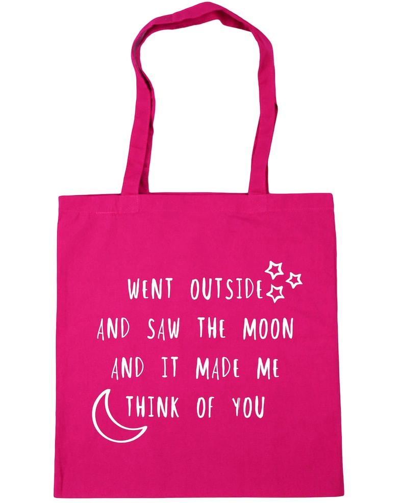 10 litres Went outside and saw the moon and it made me think of you Tote Shopping Gym Beach Bag 42cm x38cm