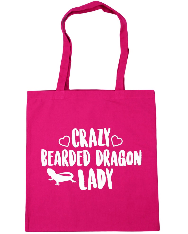 10 litres Crazy bearded dragon lady Tote Shopping Gym Beach Bag 42cm x38cm