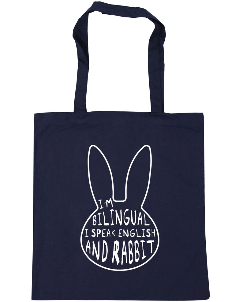 10 litres I/'m Bilingual I Speak English And Rabbit Tote Shopping Gym Beach Bag 42cm x38cm