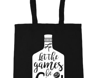 Laat de spelen worden Gin! Fles ontwerp Tote Shopping sportschool Beach tas 42cm x38cm, 10 liter