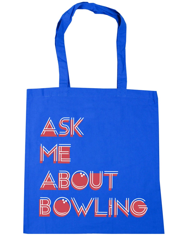 10 litres Ask Me About Bowling Ten Pin Bowling Tote Shopping Gym Beach Bag 42cm x38cm