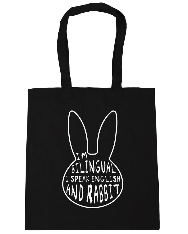 10 litres I/'m Bilingual I Speak English And Rabbit Tote Shopping Gym Beach Bag 42cm x38cm