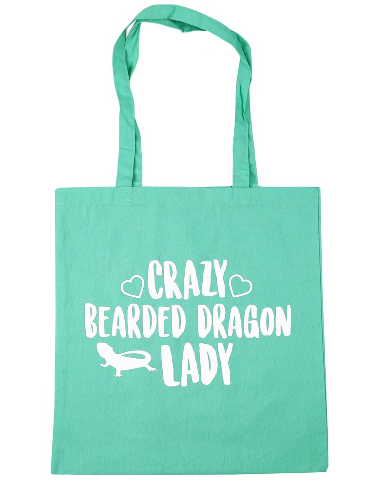 10 litres Crazy bearded dragon lady Tote Shopping Gym Beach Bag 42cm x38cm