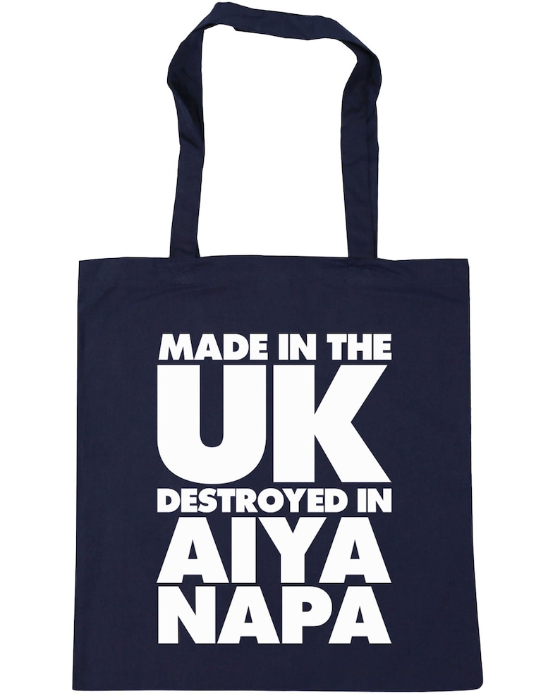 10 litres Made in the UK Destroyed in Aiya Napa Tote Shopping Gym Beach Bag 42cm x38cm