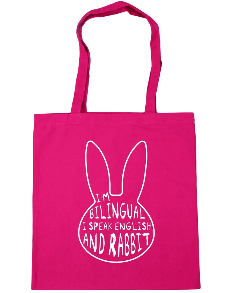 10 litres I/'m Bilingual I Speak English And Rabbit Tote Shopping Gym Beach Bag 42cm x38cm