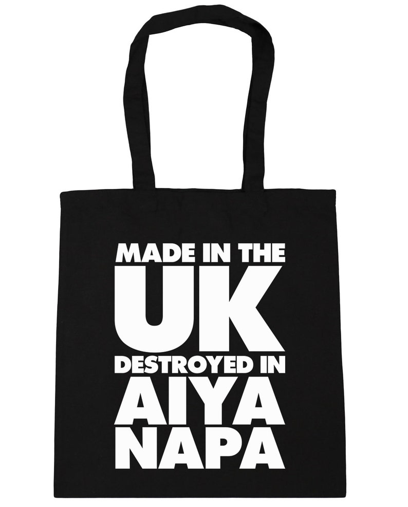 10 litres Made in the UK Destroyed in Aiya Napa Tote Shopping Gym Beach Bag 42cm x38cm