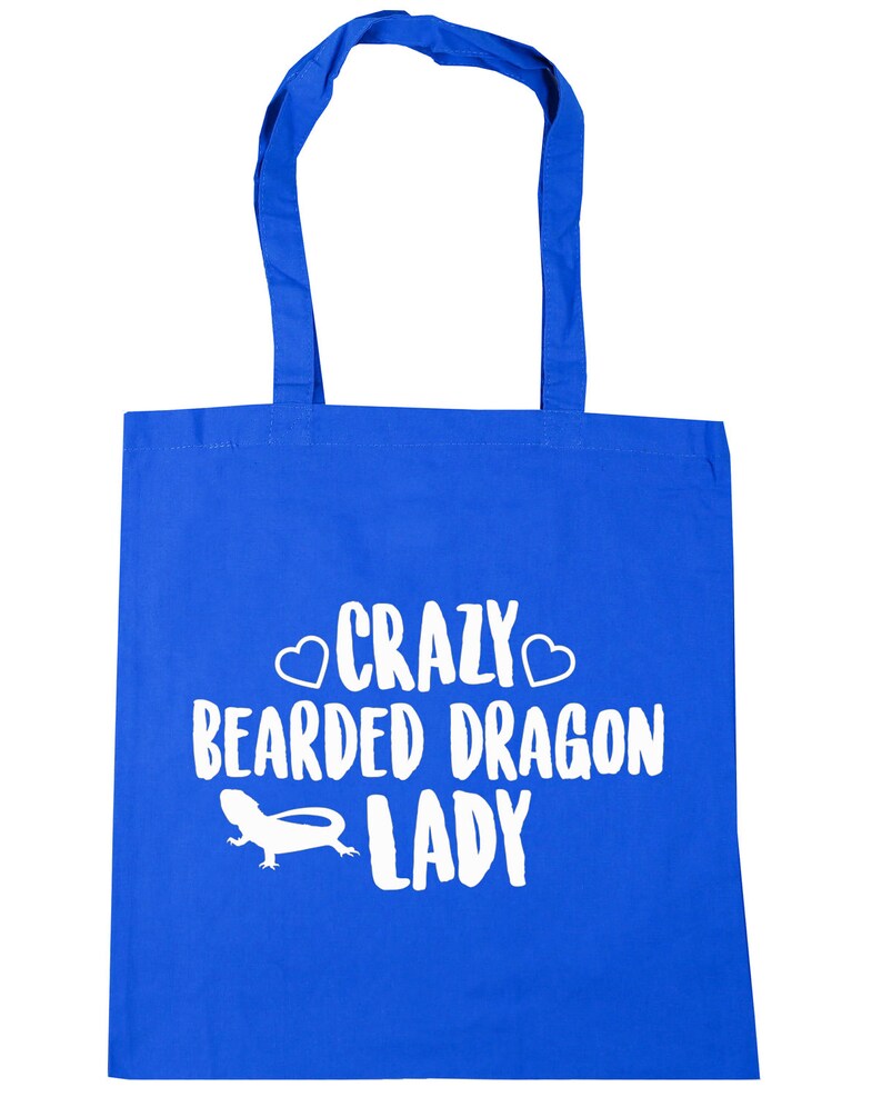 10 litres Crazy bearded dragon lady Tote Shopping Gym Beach Bag 42cm x38cm