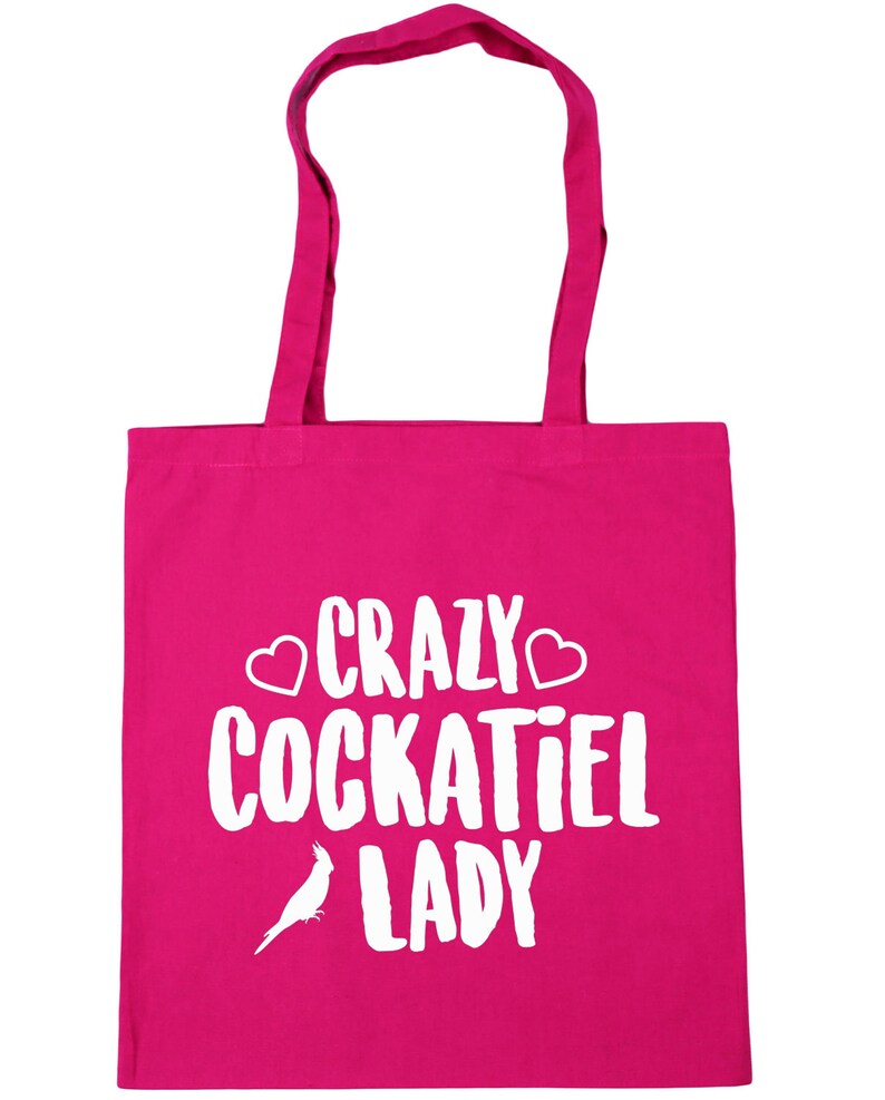 Crazy cockatiel lady Tote Shopping Gym Beach Bag 42cm x38cm 10 litres