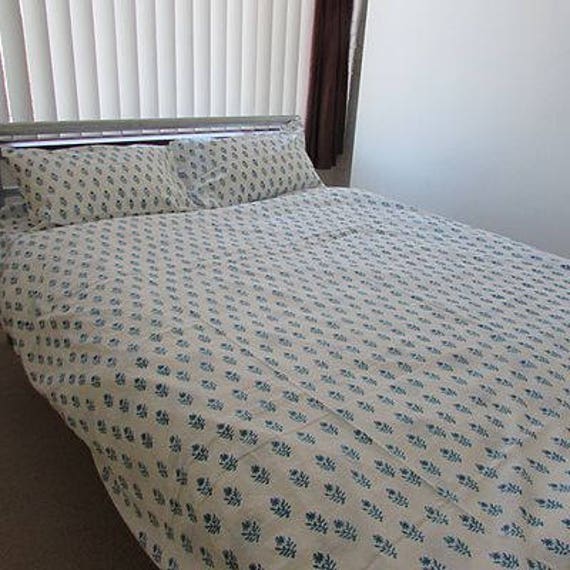 Block Printed Duvet Cover With Pillow Cases Etsy