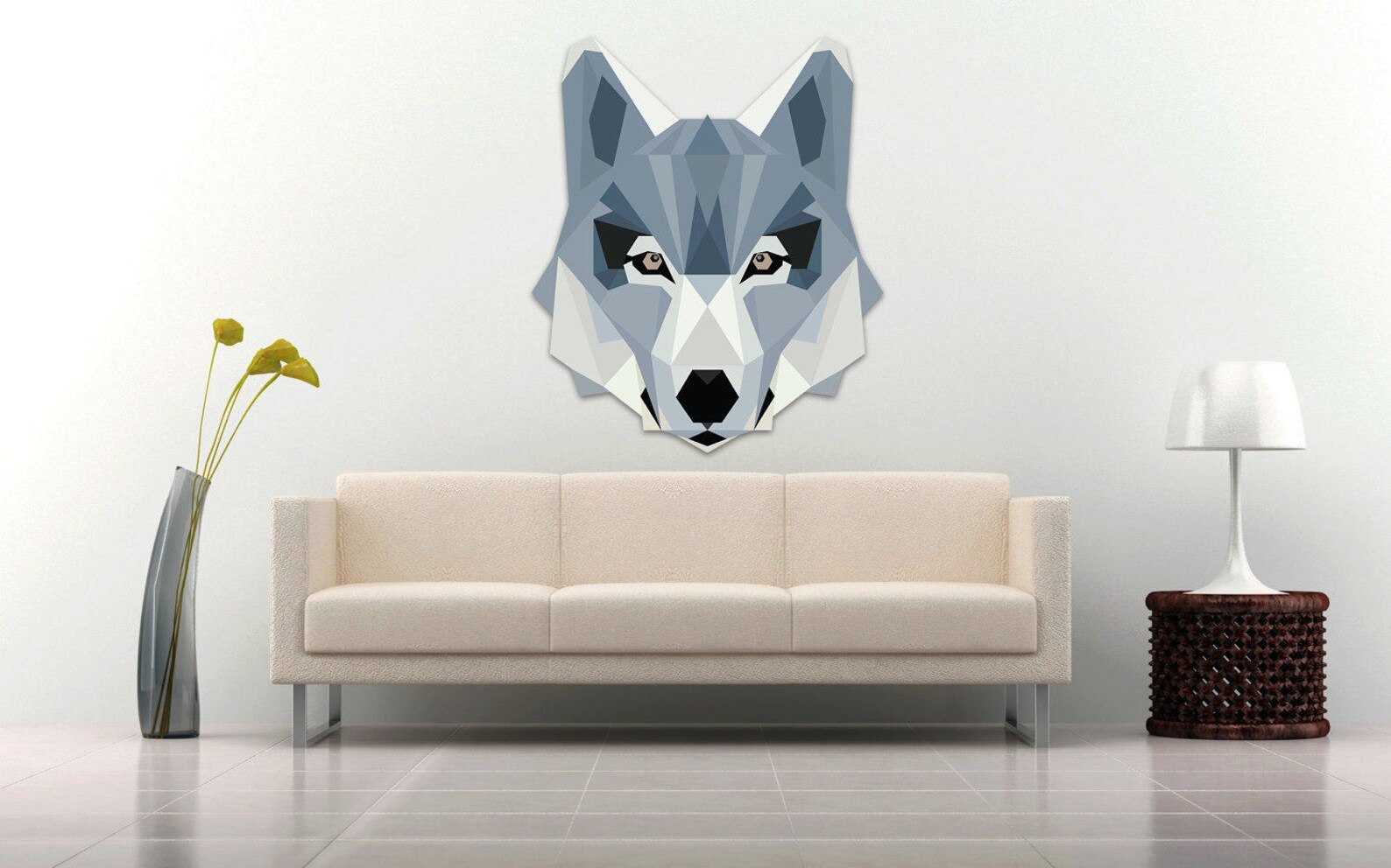 Wolf Wall Decal Sticker Modern Geometric Low Poly Wolf Spirit Etsy