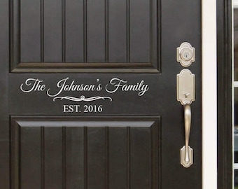 Family Name and Est Year  Front Door (Entryway) or Wall Vinyl Decal Sticker - Great Gift Idea / Home Decor