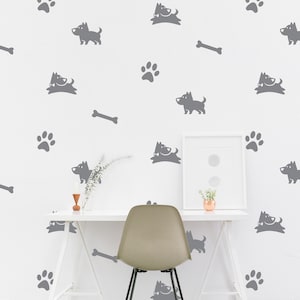 Dog Bone Paw wall Decal Pattern Doggy Dogs footprint Sticker Living room Kids Nursery Bedroom Wallpaper Vinyl Decals Home Decor Stickers