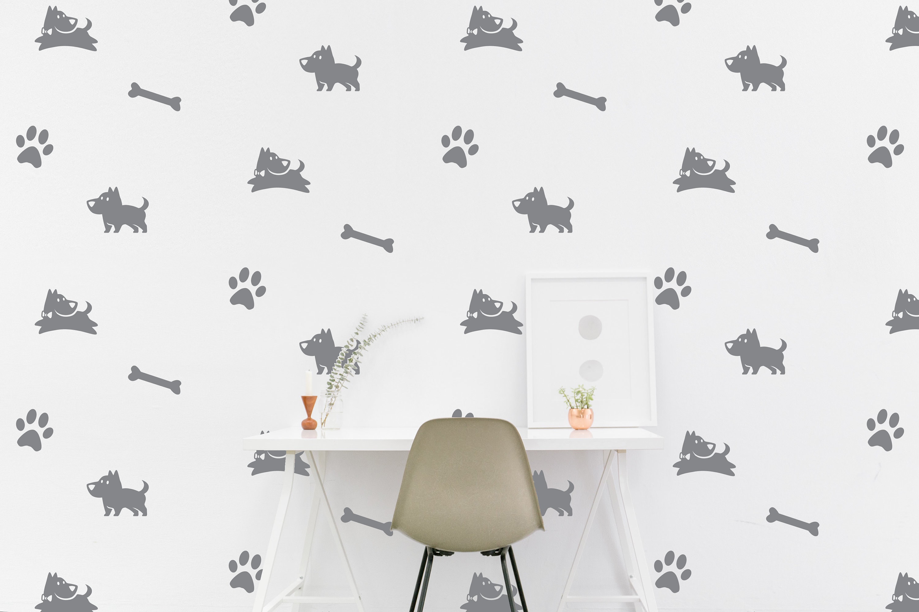 Dog Bone Paw wall Decal Pattern Doggy Dogs footprint Sticker Living room Kids Nursery Bedroom Wallpaper Vinyl Decals Home Decor Stickers