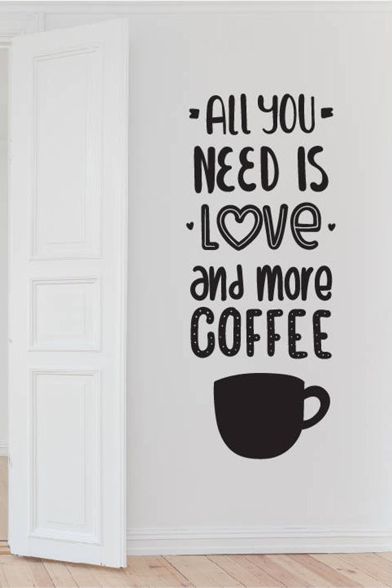 Love of Coffee Wall Decal cup mug sticker kitchen decor java heart quote mural Love of Coffee Wall Decal cup mug sticker kitchen decor java heart quote mural