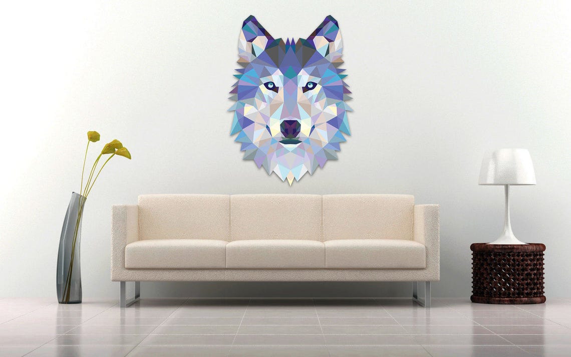 Wolf Wall Decal Sticker Modern Geometric Low Poly Wolf Spirit Etsy