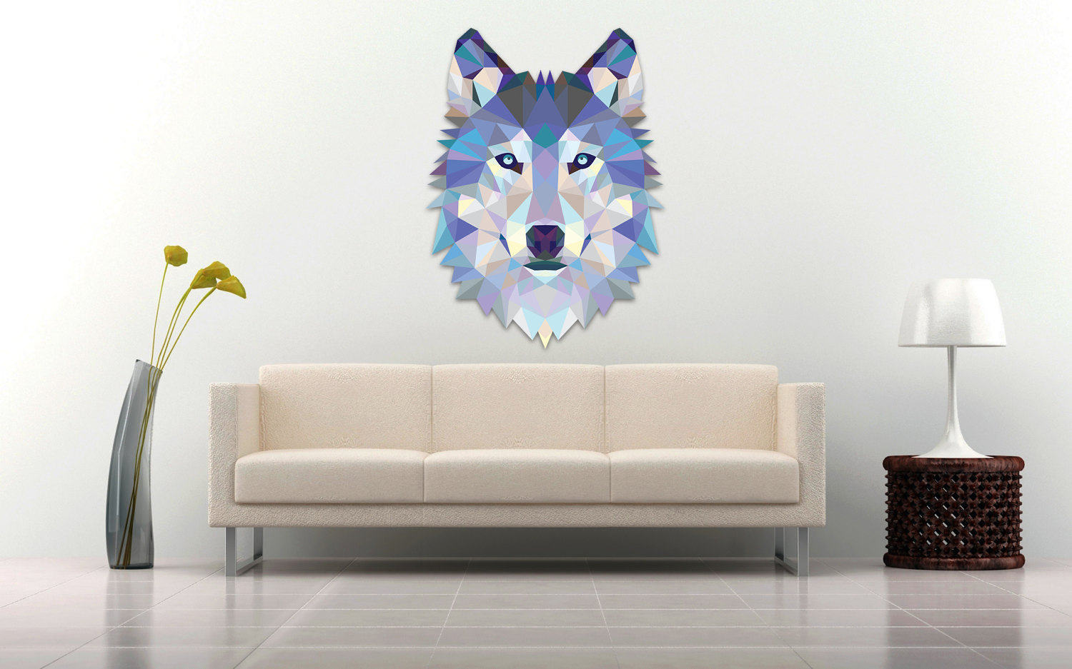Wolf Wall Decal Sticker Modern Geometric Low Poly Wolf Spirit Etsy