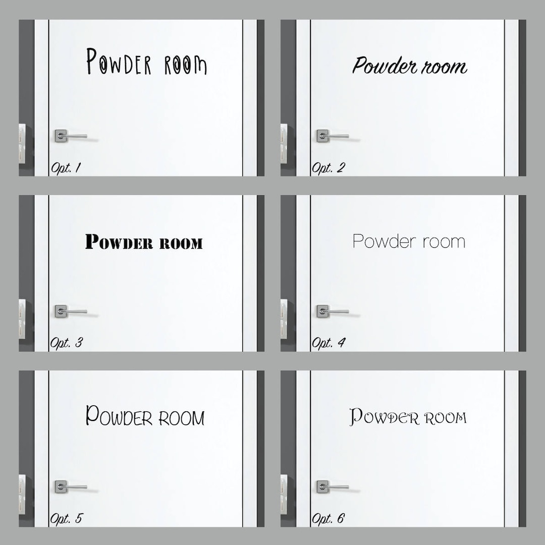Powder Room Decal / Powder Room Sticker / Powder Room Door Decal Art or ...