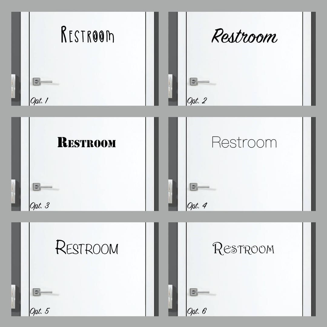 Restroom Decal / Restroom Sticker / Restroom Room Door Decal Art or ...