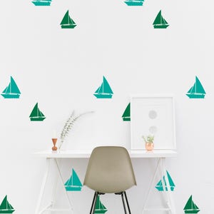 Zeilboot muur Decal patroon zeilen boot schip Sticker kinderen kamer Zeedijk kwekerij slaapkamer behang Vinyl muur stickers Home Decor Stickers