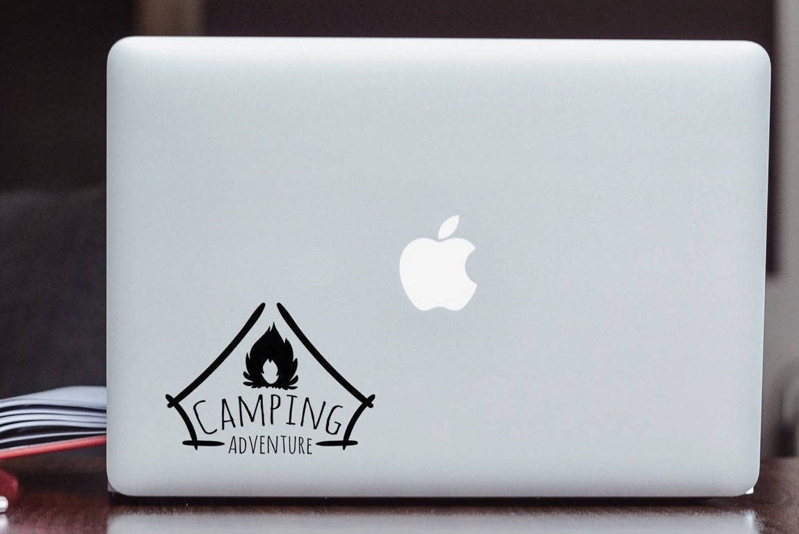 Sticker Over Computer Campera Camping Adventure Decal Camp Tent Camp Fire Apple MacBook Sticker ...