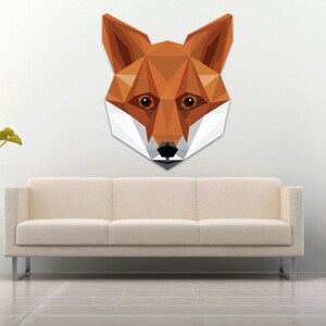 Fuchs Wand Aufkleber Aufkleber moderne geometrische Low Poly Fox Geist Tier - Farbe hohe Qualität laminiert Aufkleber für lebende Gäste und Kinderzimmer