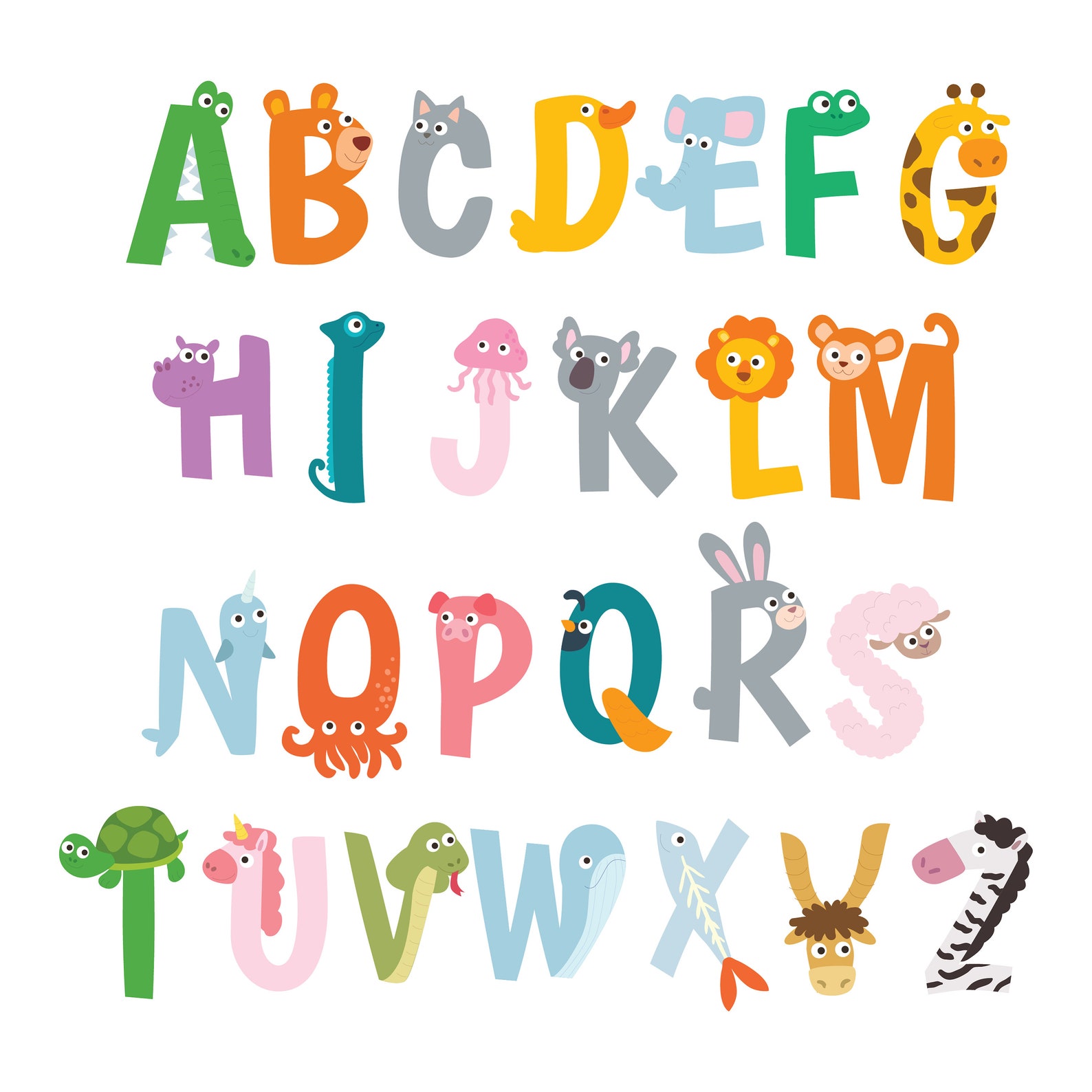 Alphabet ABC Animals Sticker Kid Educational Color Learning | Etsy