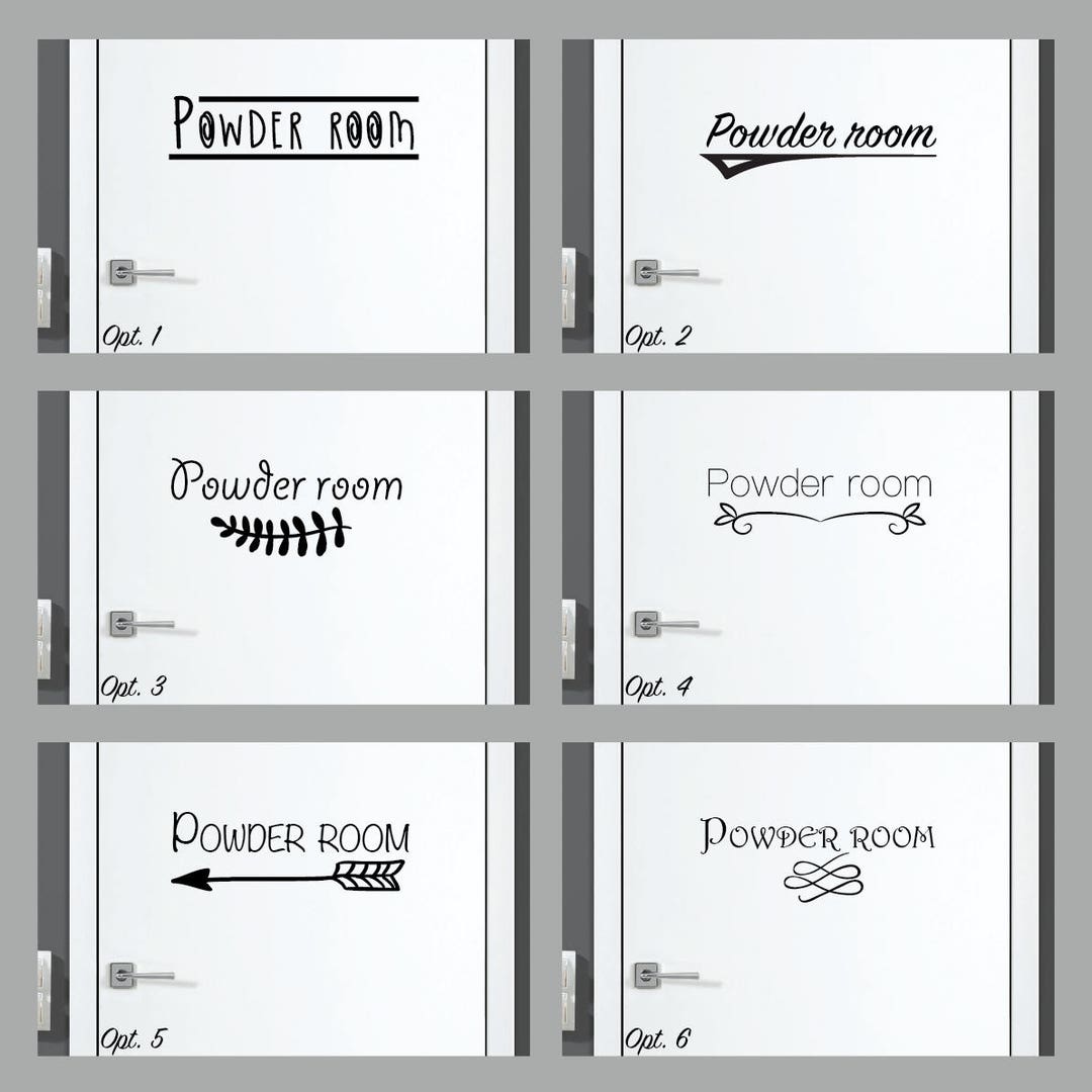 Powder Room Decal / Powder Room Sticker / Powder Room Door Decal Art or