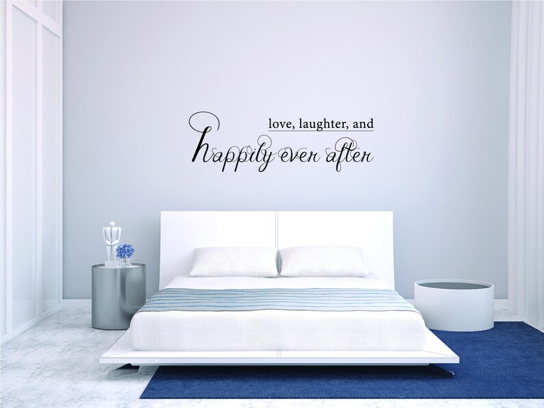 Love Laughter Happily Ever After Wall Decal Inspirational Quote Decor Wall Sticker Motivation Art Vinyl Decal Good Home Decoration Gift Idea