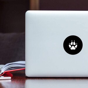 Wolf Paw Print Decal sticker / Animal Paw Print Art / Nature Animal Paw black circle light cover Apple MacBook Laptop iPad Decal sticker