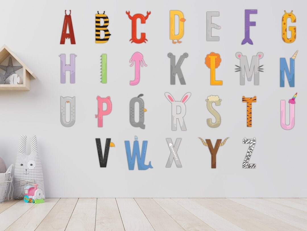 Animal Alphabet Wall Sticker Decal Kid Educational Colorful Wall ABC ...