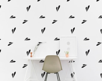 Paper plane wall Decal Kids room Paper airplane Wall Sticker, Bedroom Pattern Wallpaper Vinyl Wall Decals, Nursery Wall Stickers Home Decor