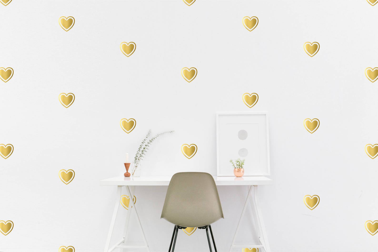 Gold Heart Wall Decal Kids Room Shape Wall Sticker, Kids Bedroom ...