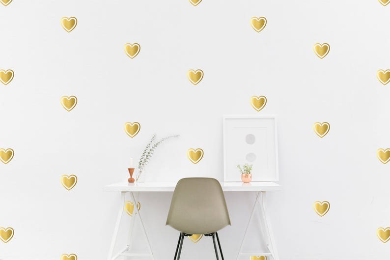 Gold Heart Wall Decal Kids Room Shape Sticker Image 0
