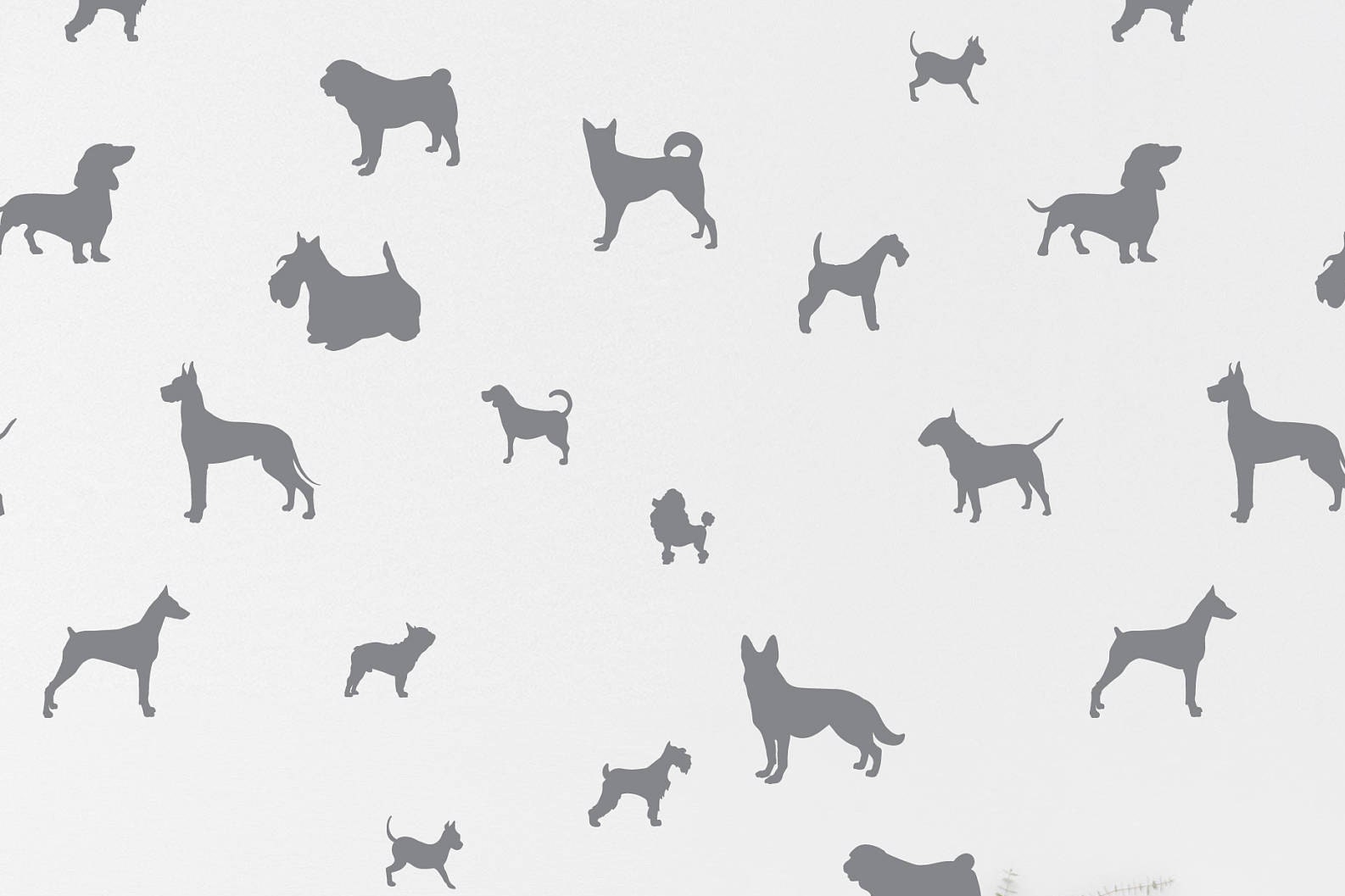 Dog Wall Decal Pattern Dogs Breeds Pug Bulldog Pit Poodle Wall Etsy