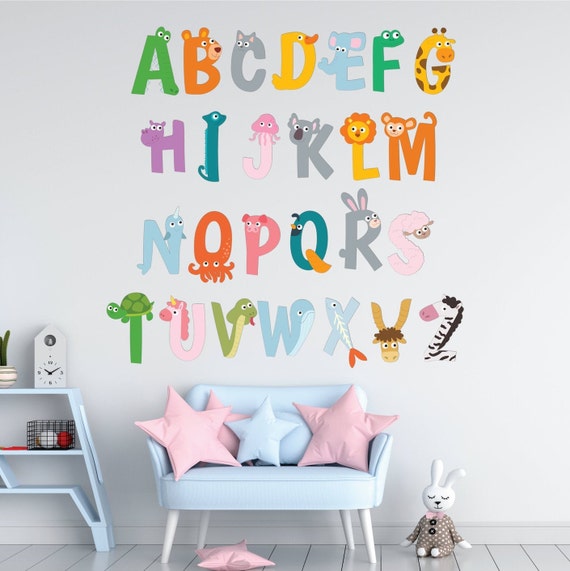 Vinyl Wall Decal ABC Wall Decal Animal Alphabet Decal Nursery Wall Decal 