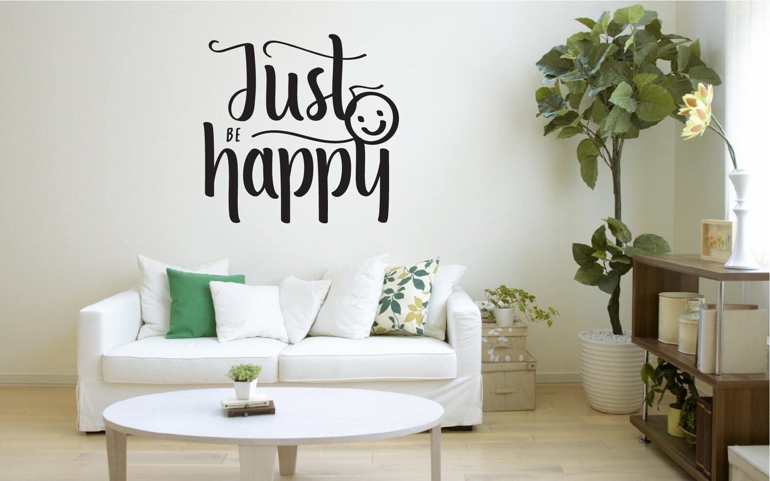 Just Be Happy Wall Decal Smile Motivation Quote Decor Wall Etsy