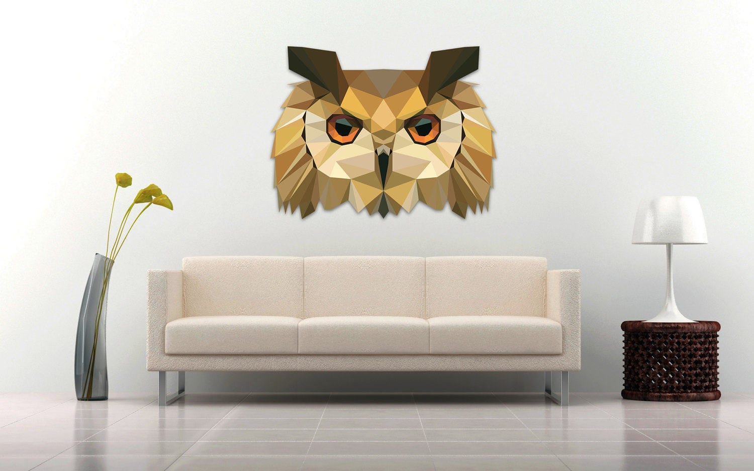 Owl Wall Decal Sticker Modern Geometric Low Poly Owl Spirit Animal ...