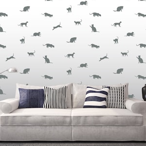 Cats Pattern Decal Kitty wall Nursery / Cat Kids room Wall Sticker Kids Bedroom Wallpaper Vinyl Wall Decals Nursery Wall Stickers Home Decor