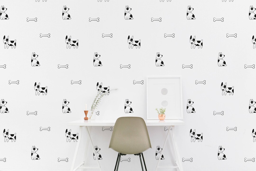 Dog & Bone Wall Decal Kids Room Dogs Bone Wall Sticker, Bedroom Pattern