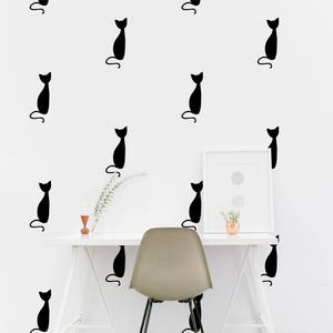 Cat wall Decal - Kitty Nursery / Kids room Wall Sticker, Kids Bedroom Pattern Wallpaper Vinyl Wall Decals, Nursery Wall Stickers Home Decor