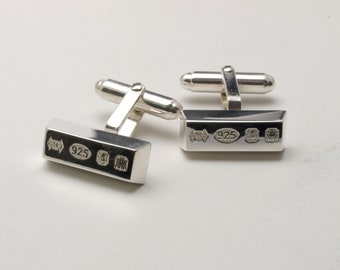 Solid silver ingot cufflinks