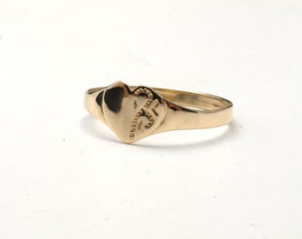 Gold heart shaped signet ring