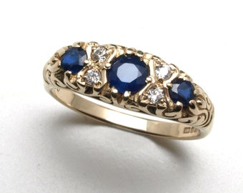 Vintage gold sapphire and diamond ring