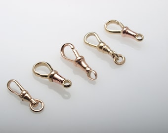 Vintage gold watch chain swivel clasps. Yellow and rose gold